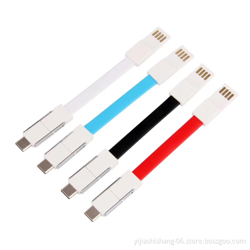 Yijiashishang Yj FASHION Smallest Portable Fast Charging Cable 3 in 1 USB Cable Keychain for iPhone + Micro usb + USB-C